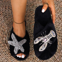 Load image into Gallery viewer, Fluffy Slippers Women Starfish Lobster Decor (3-4 weeks shipping)
