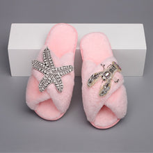 Load image into Gallery viewer, Fluffy Slippers Women Starfish Lobster Decor (3-4 weeks shipping)
