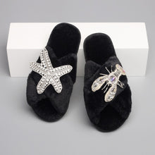 Load image into Gallery viewer, Fluffy Slippers Women Starfish Lobster Decor (3-4 weeks shipping)
